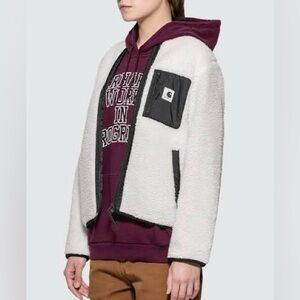 CARHARTT WORK IN PROGRESS Janet Liner White and Black Sherpa Jacket